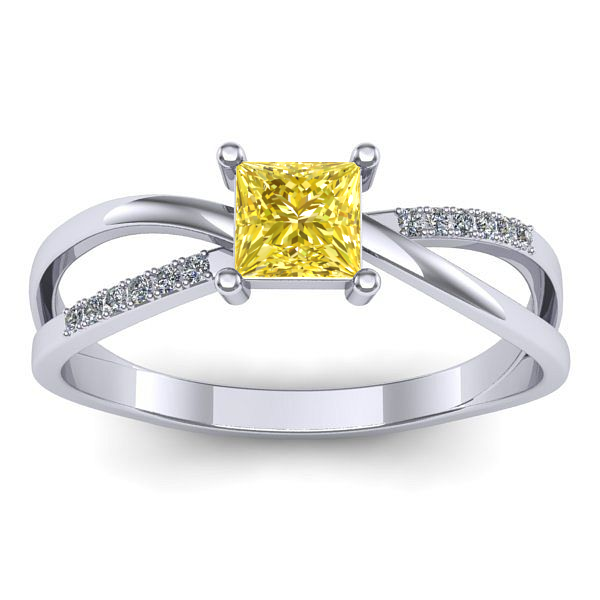 Inel cu safir galben patrat