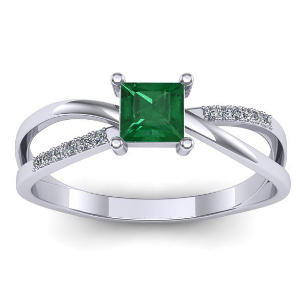 Inel de logodna cu smarald patrat
