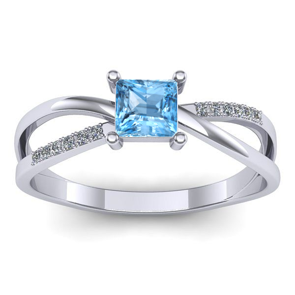 Inel de logodna cu topaz blue patrat