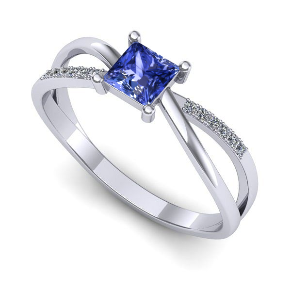 Inel de logodna din aur alb cu tanzanit