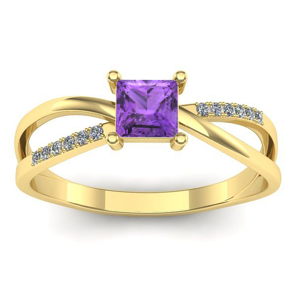 Inel de logodna cu ametist patrat