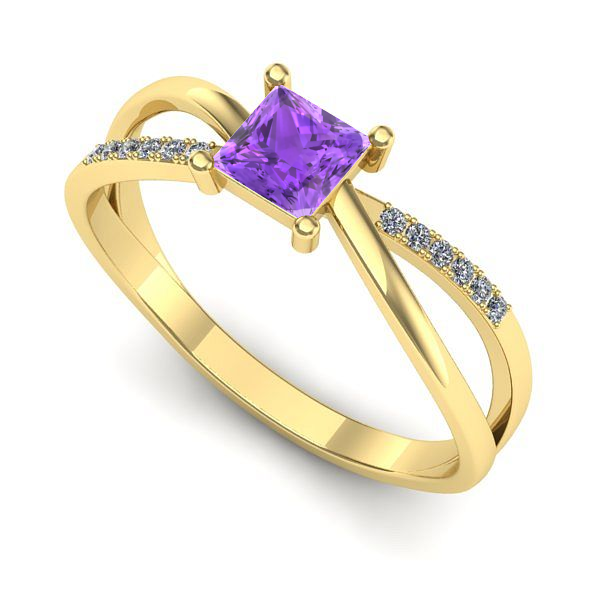 Inel de logodna din aur galben cu ametist