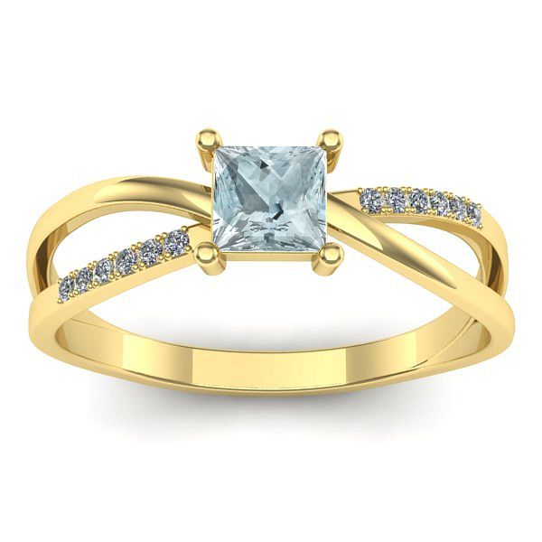 Inel logodna cu aquamarin patrat