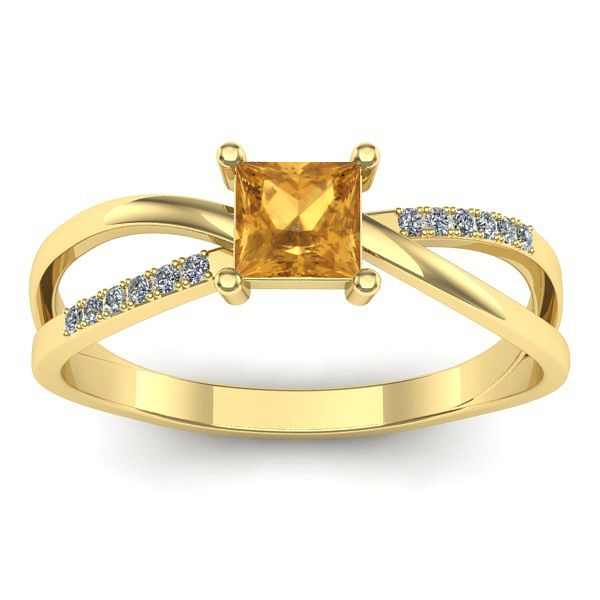 Inel de logodna cu citrin patrat