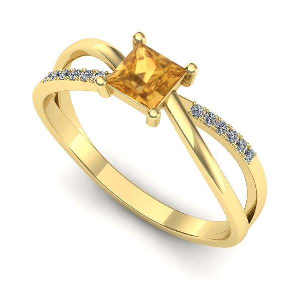 Inel logodna din aur galben cu citrin