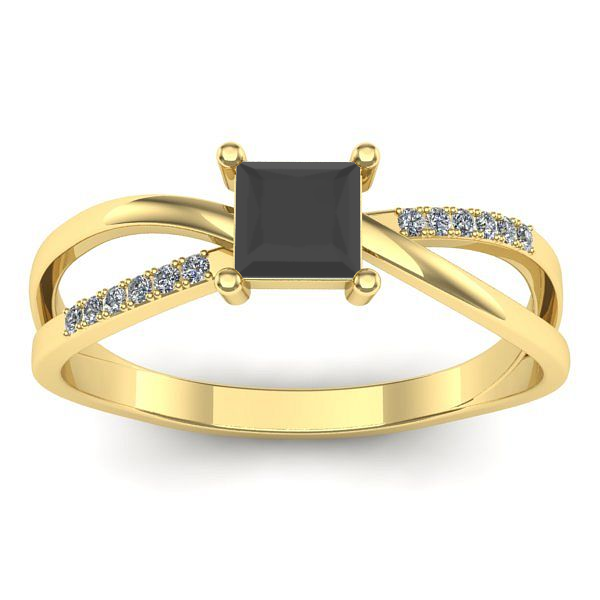 Inel de logodna cu diamant negru patrat