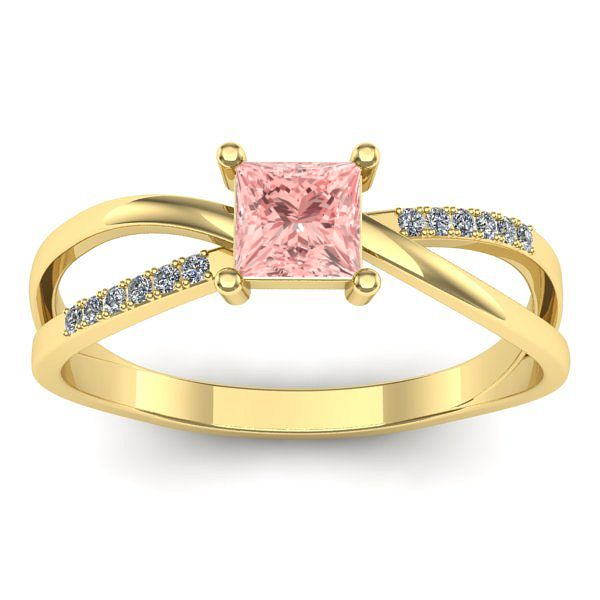 Inel cu diamant de laborator roz patrat