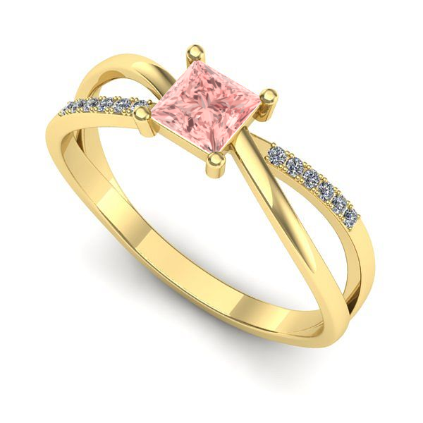 Inel din aur galben cu diamant de laborator roz