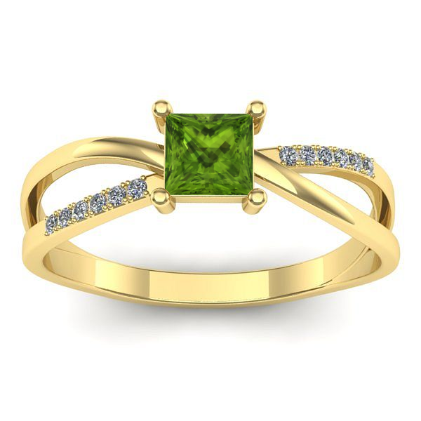 Inel cu peridot patrat
