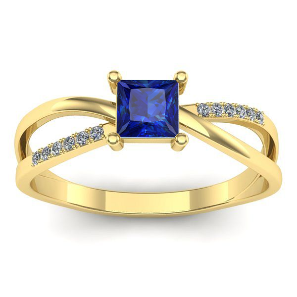 Inel logodna cu safir patrat