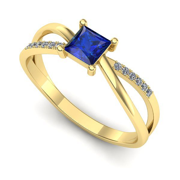 Inel de logodna din aur galben cu safir