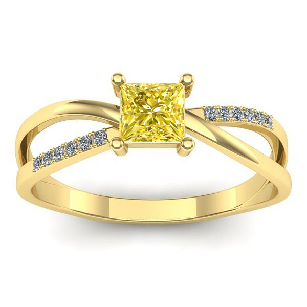 Inel cu safir galben patrat