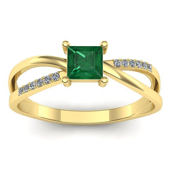 Inel cu smarald patrat