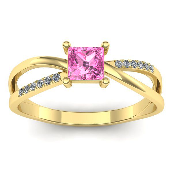 Inel logodna cu safir roz patrat