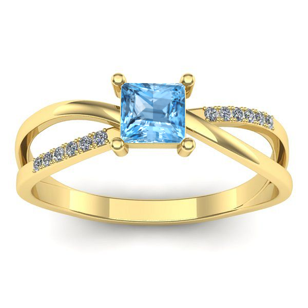 Inel logodna cu topaz blue patrat