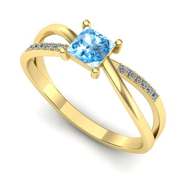 Inel de logodna din aur galben cu topaz blue