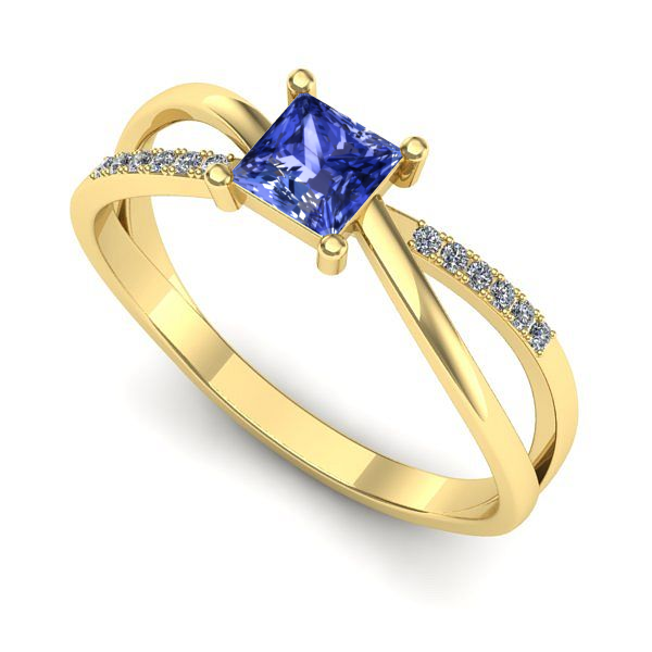 Inel de logodna din aur galben cu tanzanit
