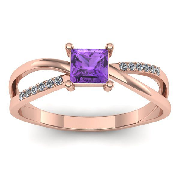 Inel de logodna cu ametist patrat