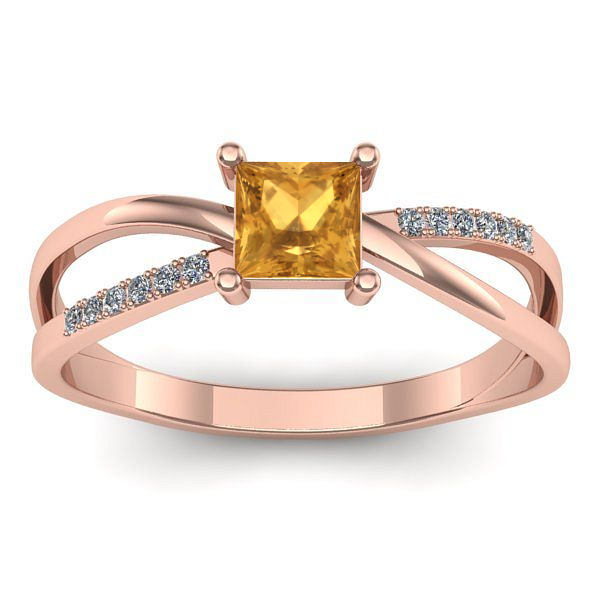 Inel cu citrin patrat