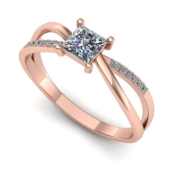 Inel logodna din aur roz cu diamant