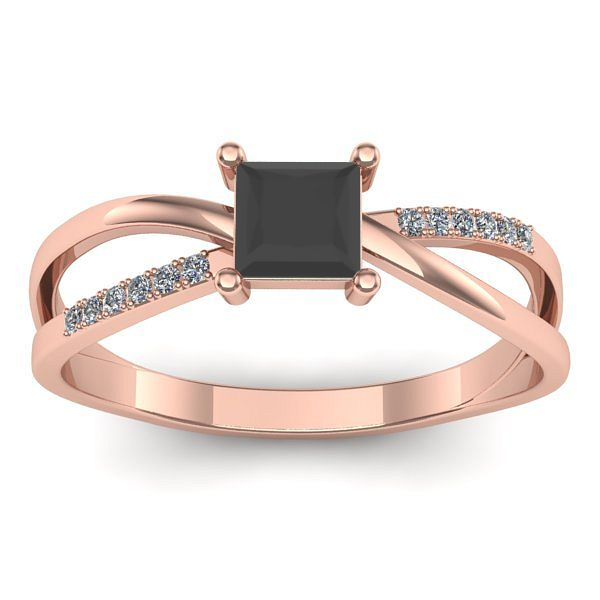 Inel cu diamant negru patrat