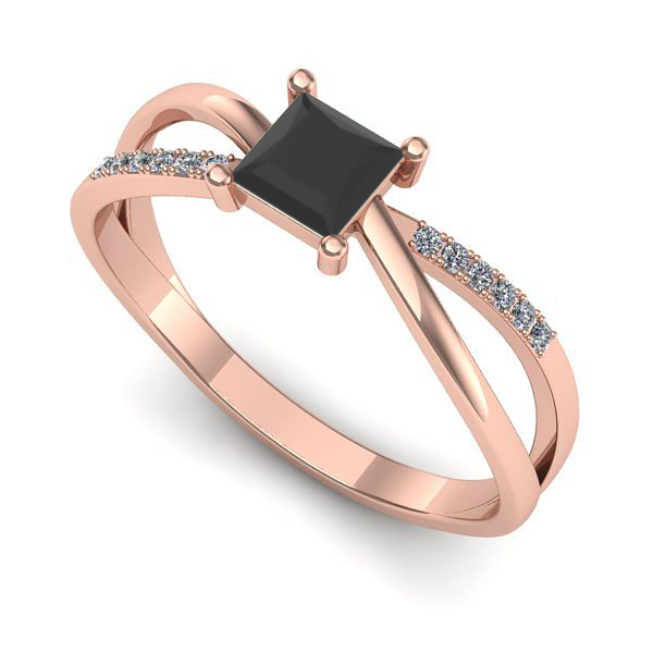 Inel logodna din aur roz cu diamant negru