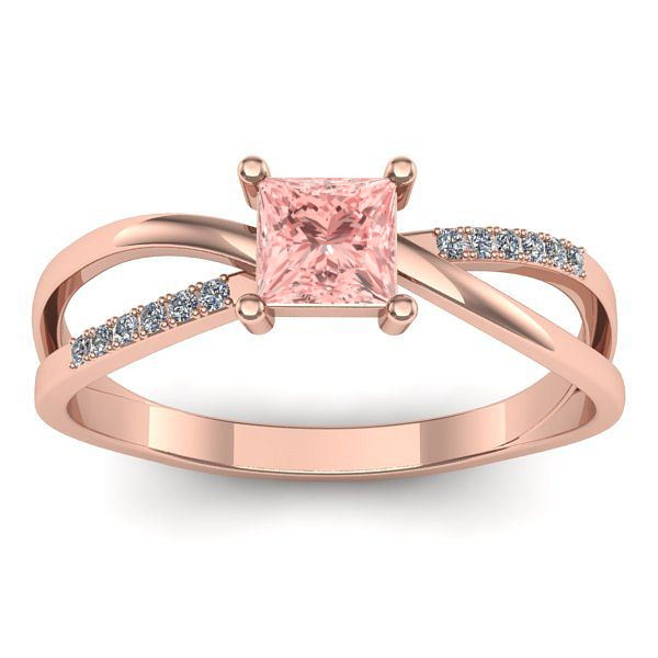 Inel de logodna cu diamant de laborator roz patrat