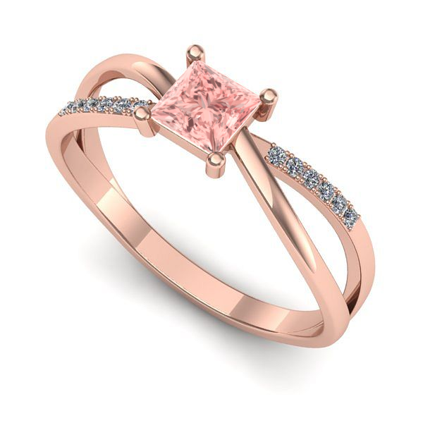 Inel logodna din aur roz cu diamant de laborator roz