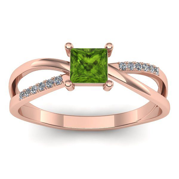 Inel cu peridot patrat