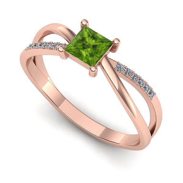 Inel din aur roz cu peridot