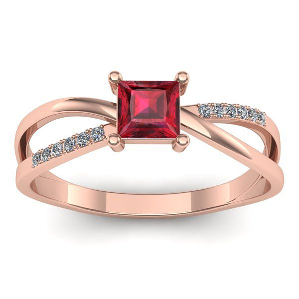 Inel de logodna cu rubin patrat
