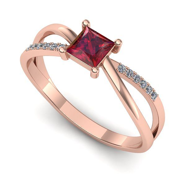 Inel logodna din aur roz cu rubin