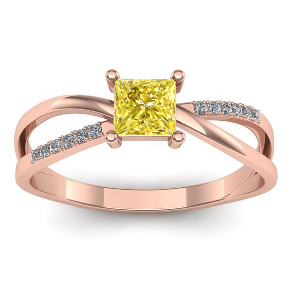 Inel de logodna cu safir galben patrat