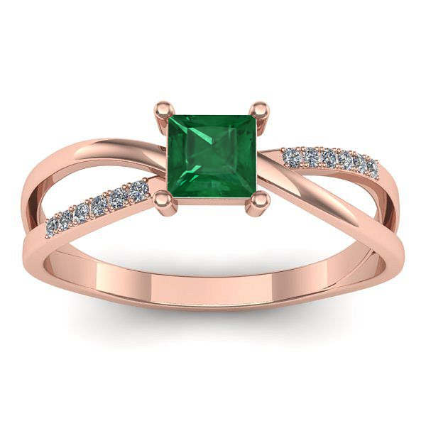 Inel logodna cu smarald patrat