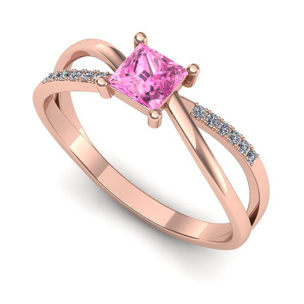 Inel din aur roz cu safir roz