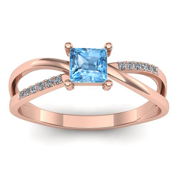 Inel de logodna cu topaz blue patrat