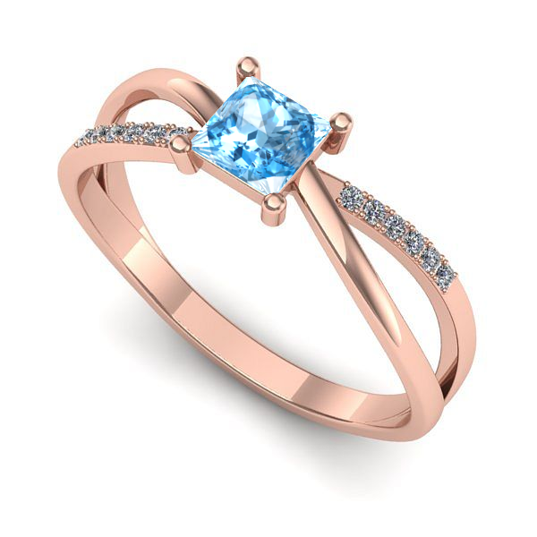 Inel din aur roz cu topaz blue