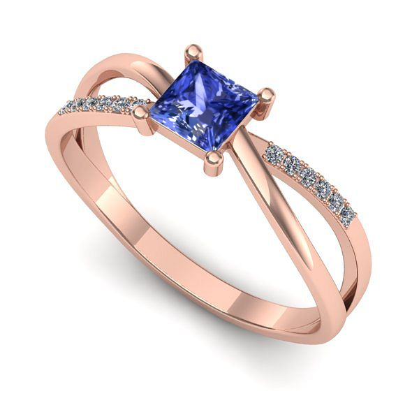 Inel logodna din aur roz cu tanzanit