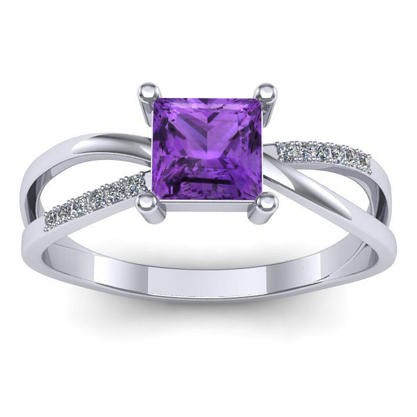 Inel de logodna cu ametist patrat