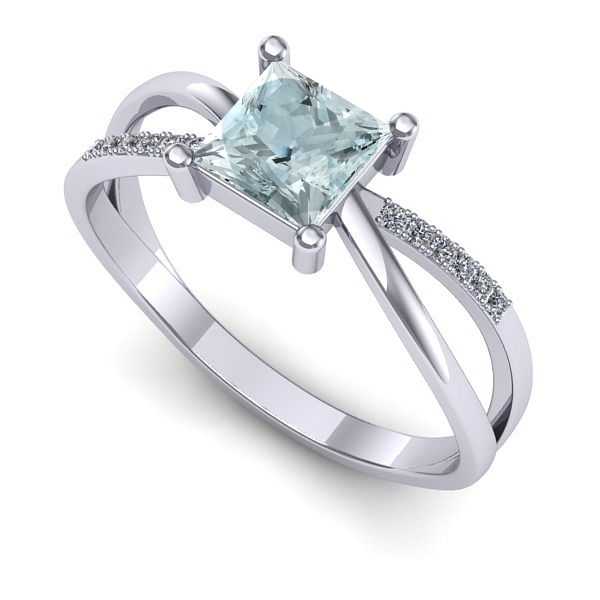 Inel din aur alb cu aquamarin