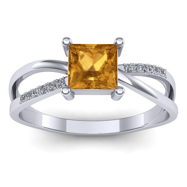 Inel cu citrin patrat