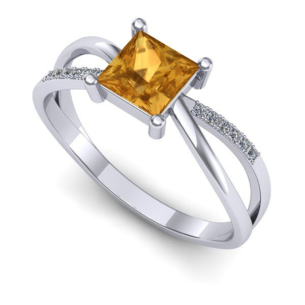 Inel de logodna din aur alb cu citrin