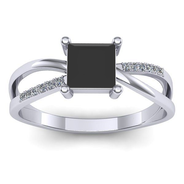 Inel cu diamant negru patrat
