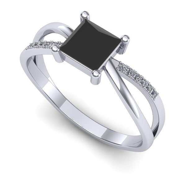 Inel logodna din aur alb cu diamant negru