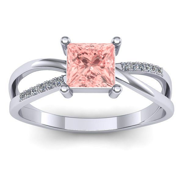 Inel cu diamant de laborator roz patrat