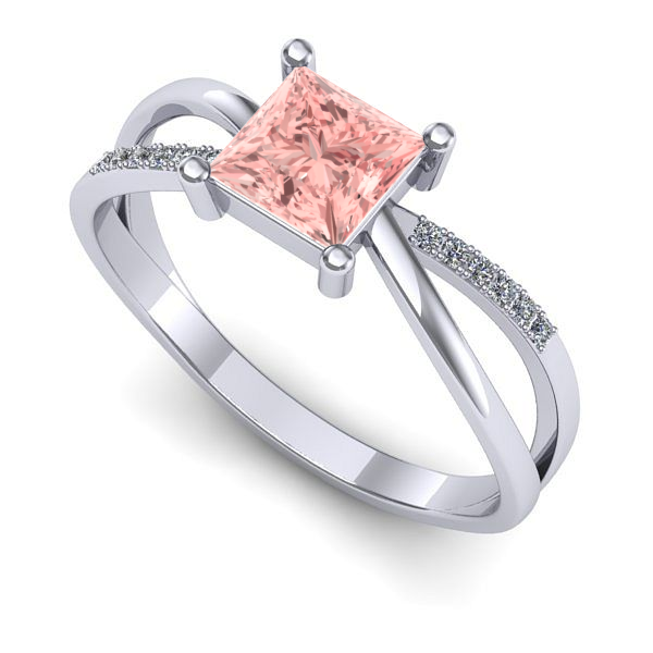 Inel din aur alb cu diamant de laborator roz