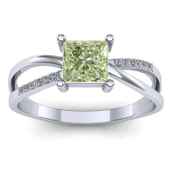 Inel de logodna cu diamant de laborator verde patrat