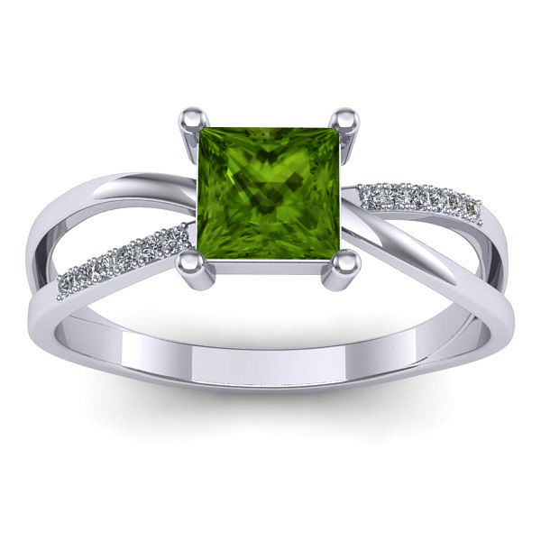 Inel logodna cu peridot patrat