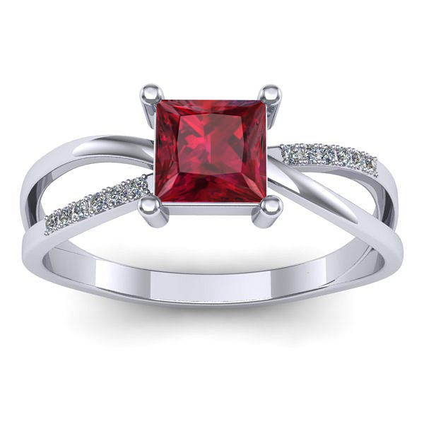 Inel de logodna cu rubin patrat