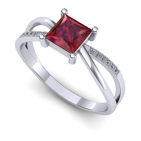 Inel din aur alb cu rubin